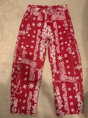 Women’s Bandana Print Barrel Denim Jeans